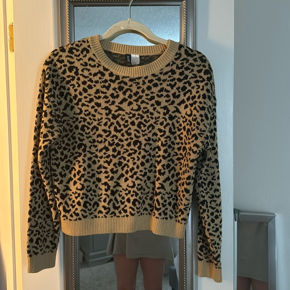 Cheetah cropped-ish sweater